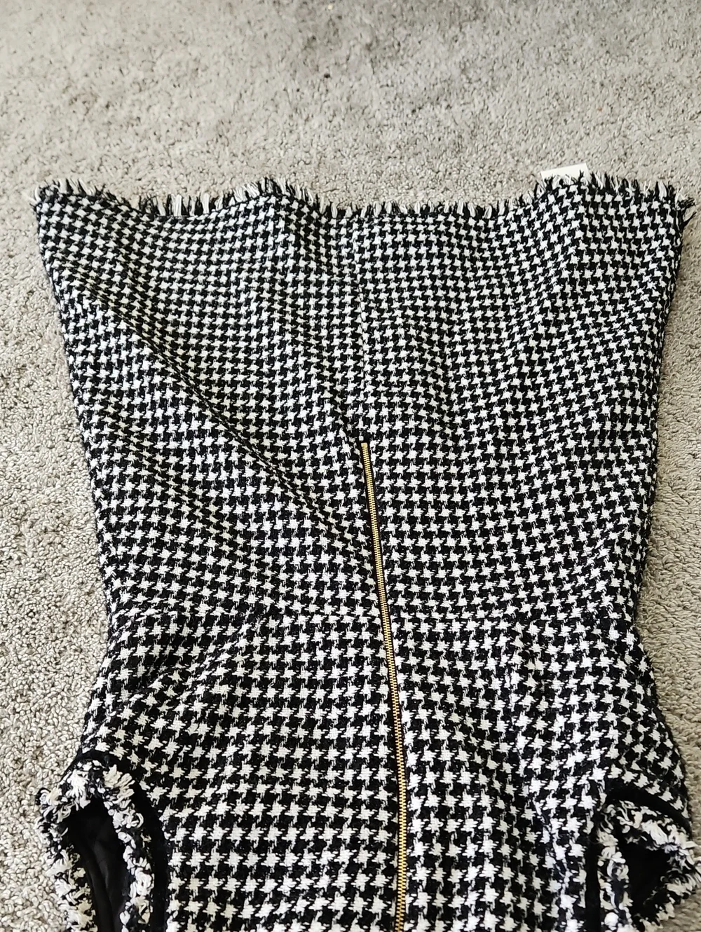 Kate Spade Mini Tweed Black and White Houndstooth V-Neck Dress 6 A Line Preppy